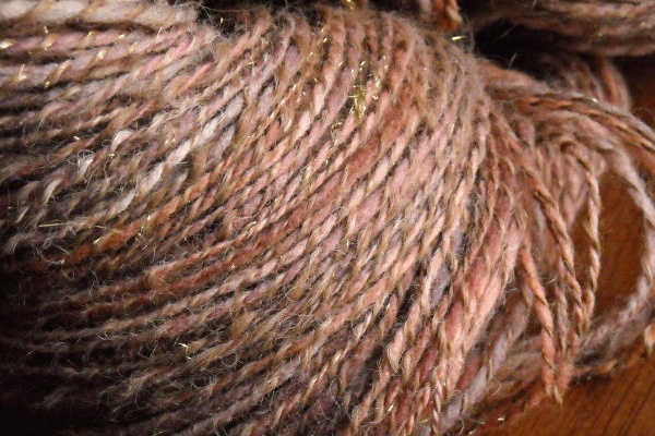 hand spun dyed alpaca yarn with embellishings